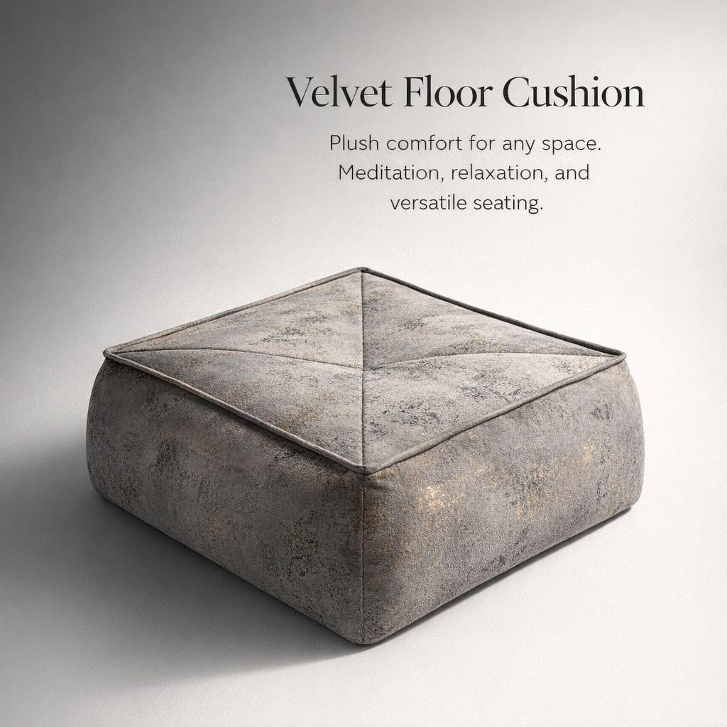 Footstool Pouf Chair Pouffe, Velvet Beanbag Ottoman Round Circle, Living Room Po #variant:Square M (38x38x14cm)