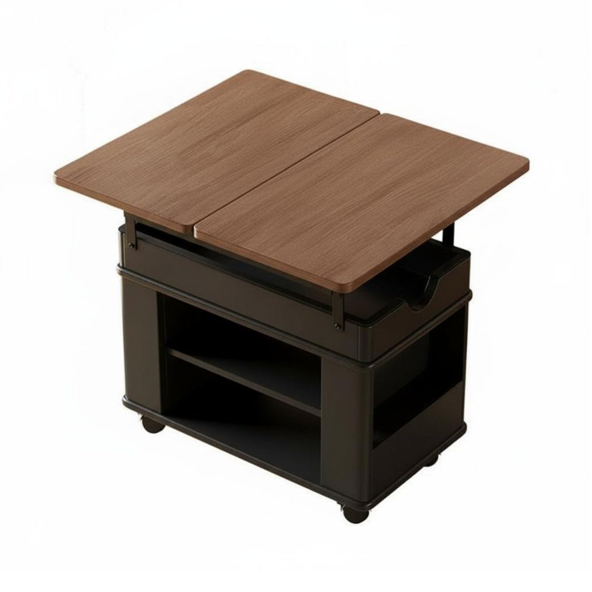 Lifting Top Trolley Table Multi-Functional Side Cabinet Easy Mobility Mobile with casters for Living Room, Small areas, Kitchen