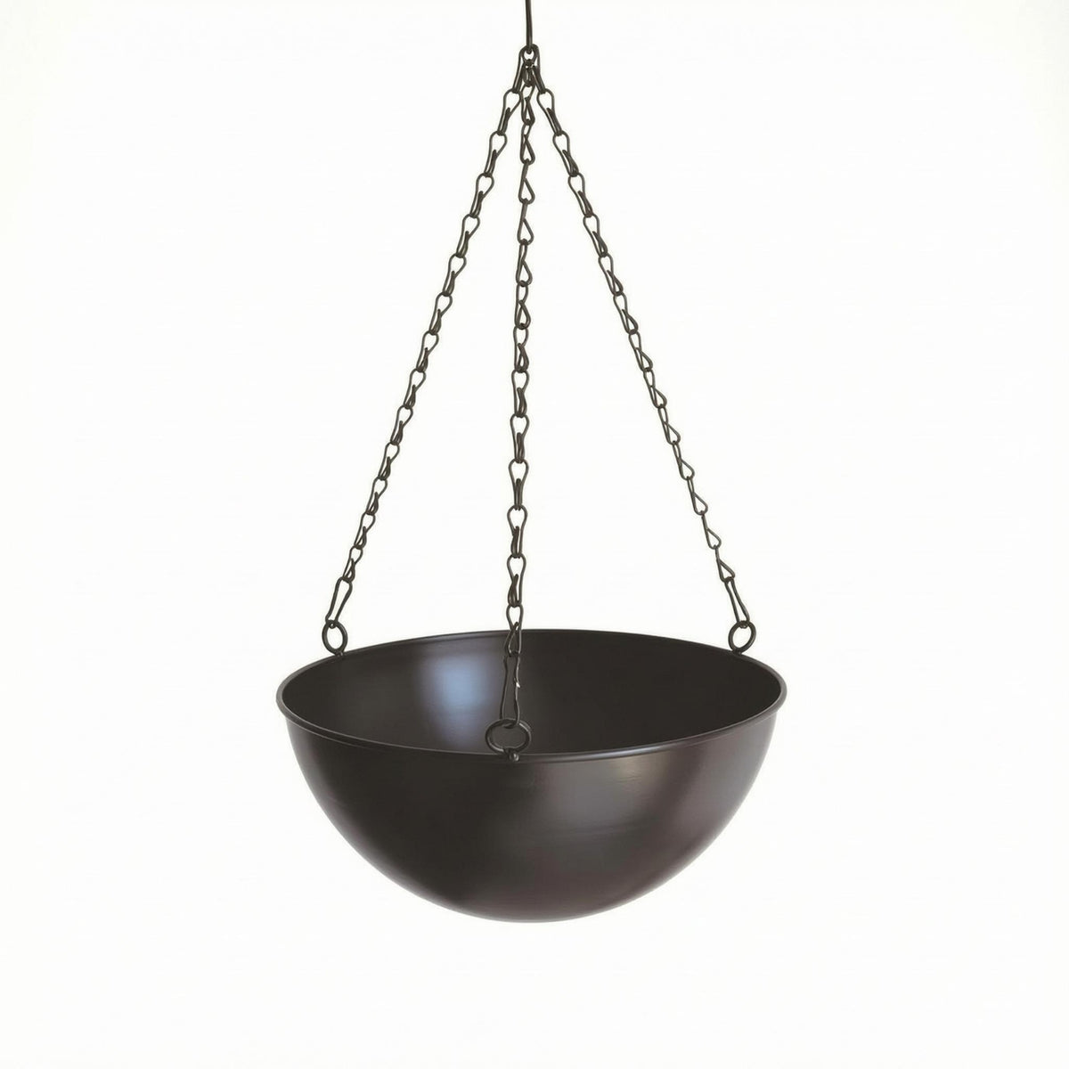 Hanging Iron Flower Pot Dark Finish Bowl-Shaped Hanging Pot Smooth for Display