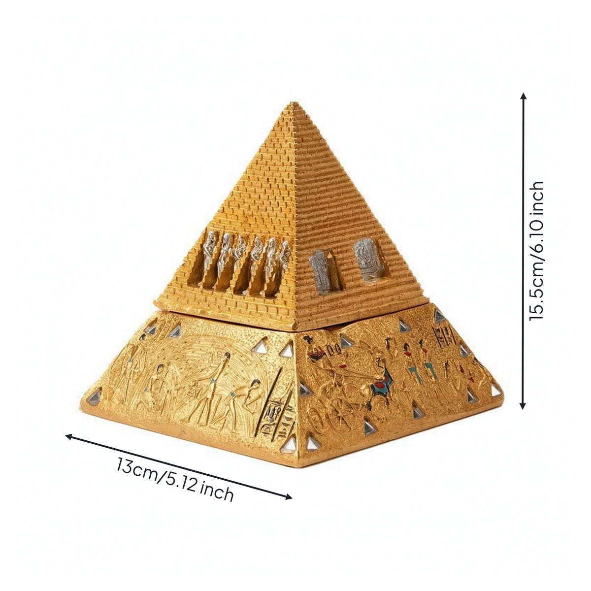 Egyptian Pyramid Box Gold Decorative Storage Box Stepped Resin for History Buffs, Collectors, Desk, Shelf, Bedside Table, Meditation Corner