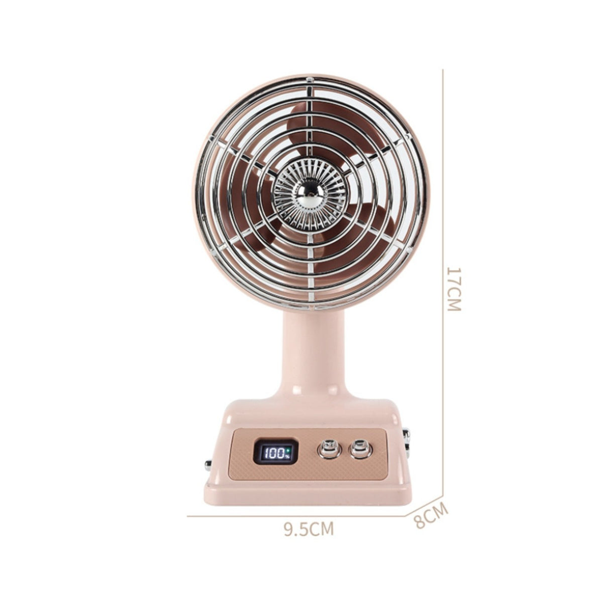 100 Speed Settings Digital Display Table Fan 1200mAh Battery Portable Vintage Design Fan Adjustable Angle Small Appliance Low Noise for Students, Desktop, Office, Dorm Room