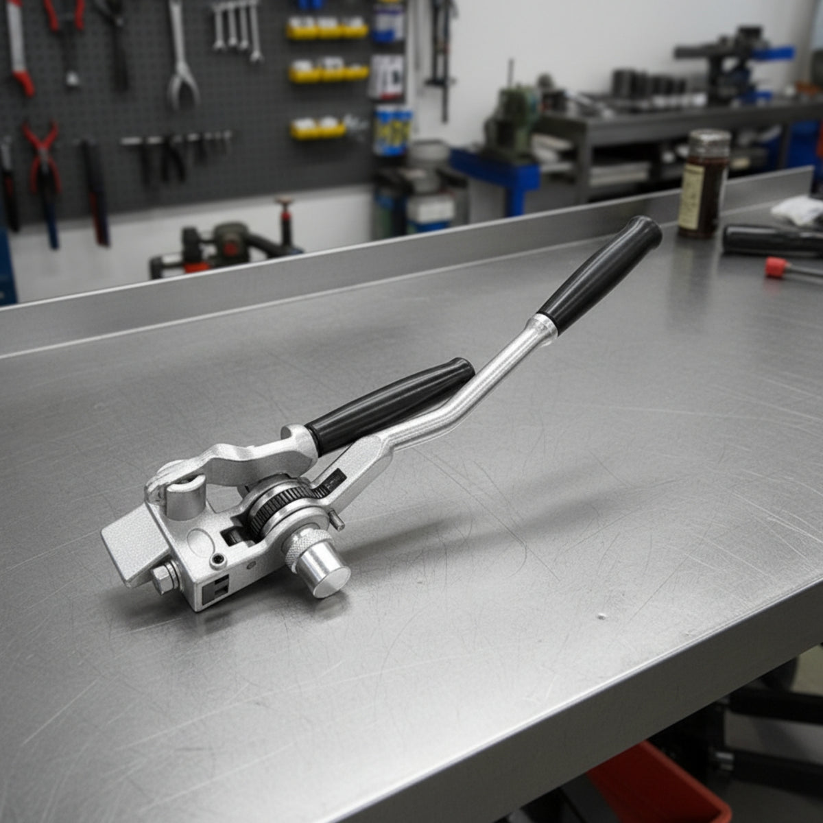 Ratchet Strapping Tool Stainless Steel Strapping Tool with Cutter Hand-Operated Manual Bander for Packaging, Warehouses