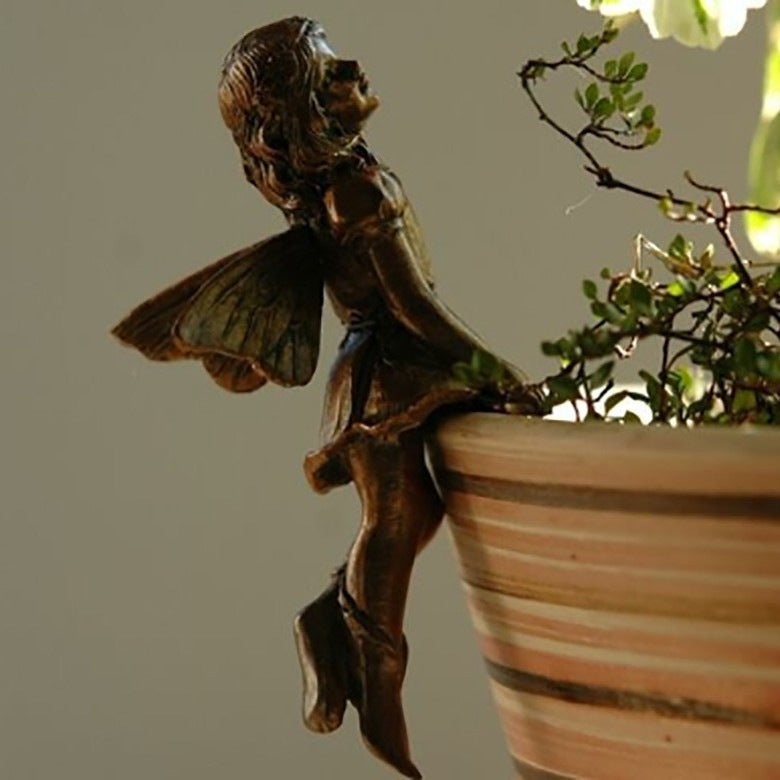 Resin Flower Fairy Potted Plant Ornament Cup Decoration with Wings