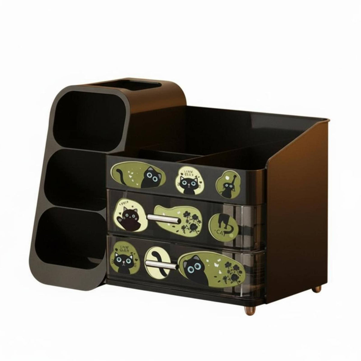 Multi-Compartment Makeup Box Keeps Tidy Cosmetics Holder long-makeup organizering for Students