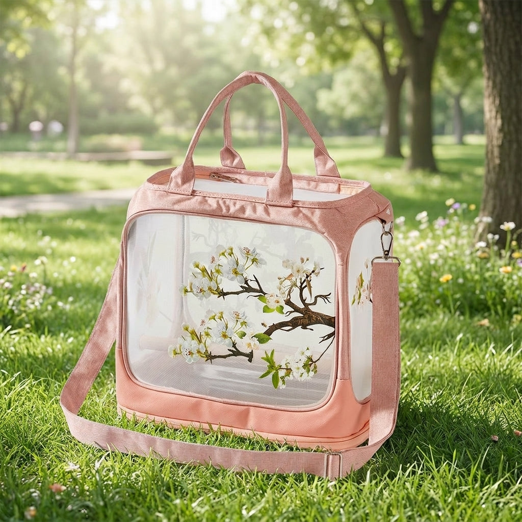 Bird Carrier and Parrot Travel Bag, Oxford Cloth Pet Bird Bag with Transparent Breathable Window, Portable Bird Cage for Small Parrot Parakeet