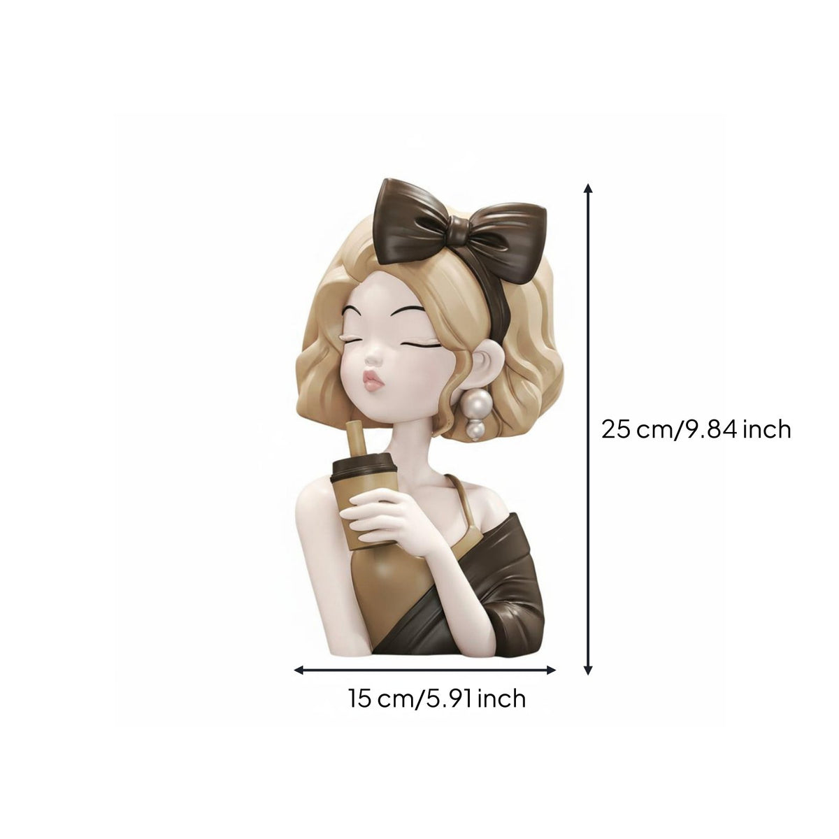 Cartoon Girl Statue Desktop Display Coffee Girl Ornament Cute Design for Office