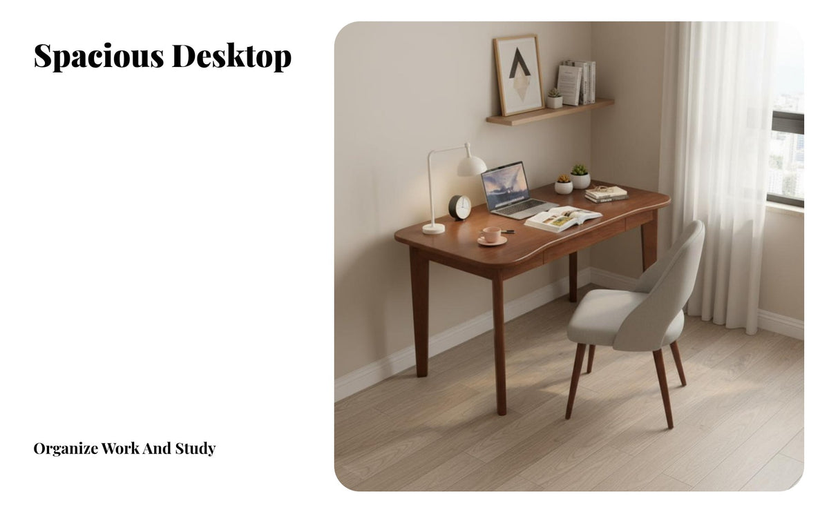 Simple Design Writing Desk with Drawer Spacious Tabletop Computer Desk with Drawers Easy Assembly Study Table Sturdy Construction for Students, Home Workers, Professionals, Small Apartment, Bedroom, Dormitory