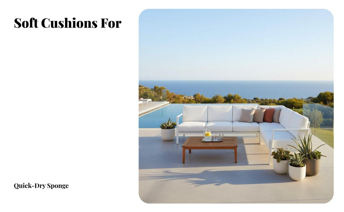 Waterresistant Sofa and Chair collection sun-resistant Patio Set Nordic Design Outdoor Seating Group for Business Owners, Families, Homeowners, Terrace, Courtyard, Backyard, Balcony