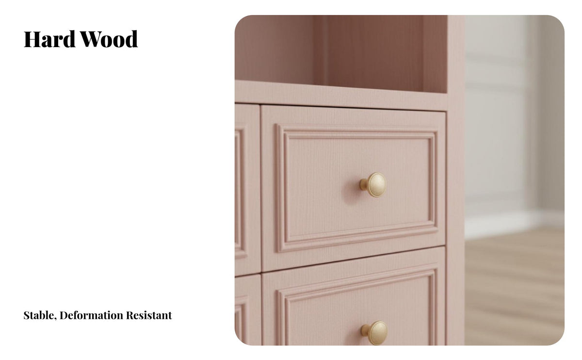 rose Color complimentarystanding shelving multi-tier with Drawers Floor-Standing Multi-Tier Shelving multi-tier with Drawers Minimalist Design shelving multi-tier Multifunctional for Apartment Dwellers, residents, Bedroom, Home Office, Playroom, Entryway