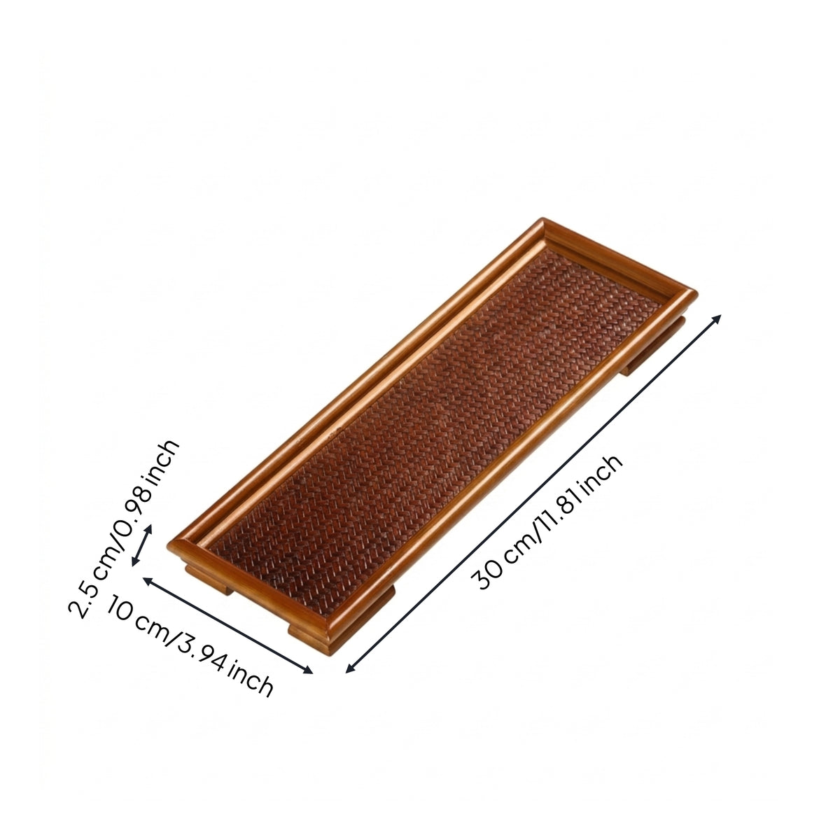 Bamboo Tea Tray Natural Bamboo Tray with Woven Surface Shallow Sturdy for Hosts, Tabletop Organization