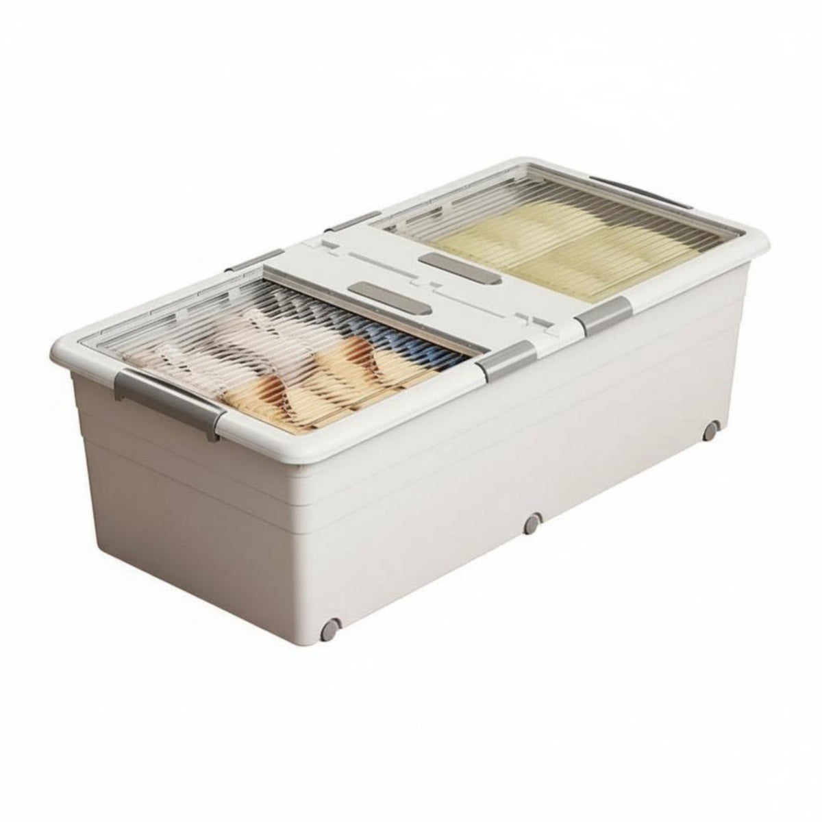 Rolling Underbed Drawer With casters Flat Rolling container particlesproof Lid for Under Bed