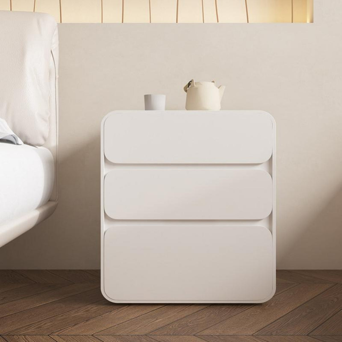 3-Drawer Nightstand with Storage Drawers 3-Drawer Upholstered Cabinet for Adults