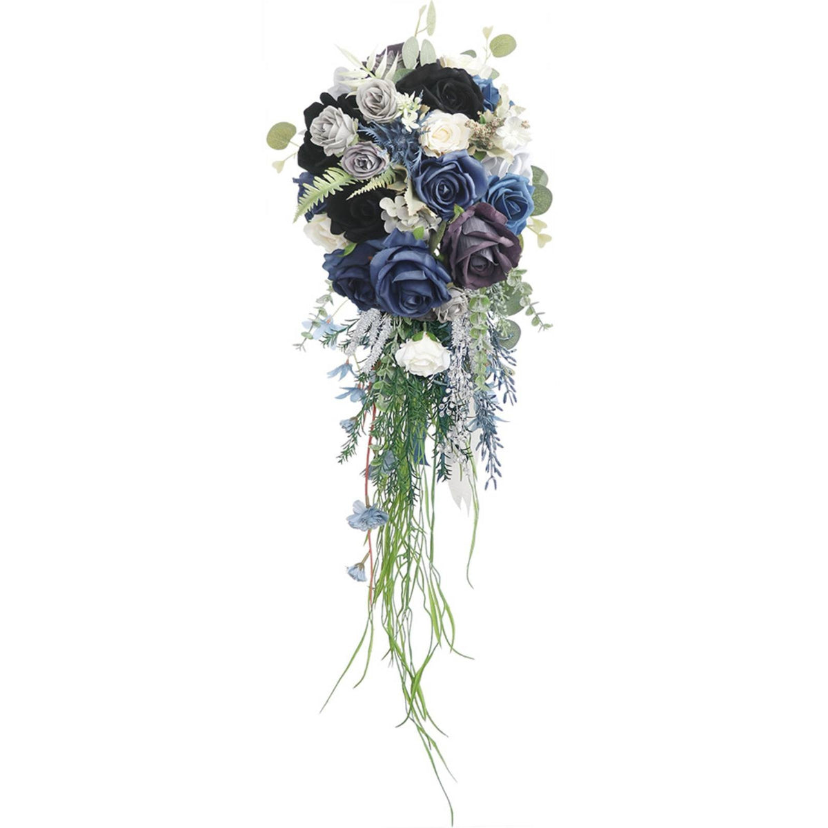 Cascading Bridal Bouquet Teardrop Artificial Rose Bouquet Trailing for Weddings