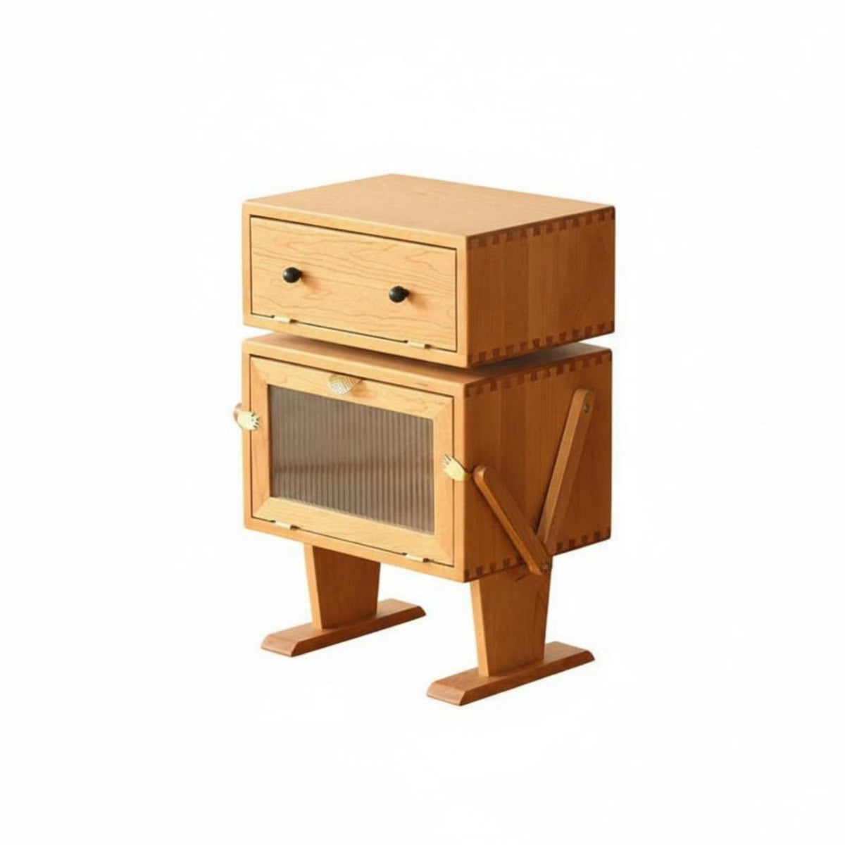Nordic theme Robot-Shaped Nightstand Creative Design Multi-Storage Nightstand Playful Aesthetic Bedside Table sturdy Construction for Homeowners, Adults, Parents, Bedroom, Living Room, Playroom, Nursery