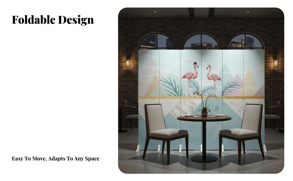Foldable Folding Panel Partition Movable on casters 4-Panel Folding Divider Modern Design Room Separator Space-Saving for Apartment Dwellers, Homeowners, Office Workers, Bedroom, Dressing Area