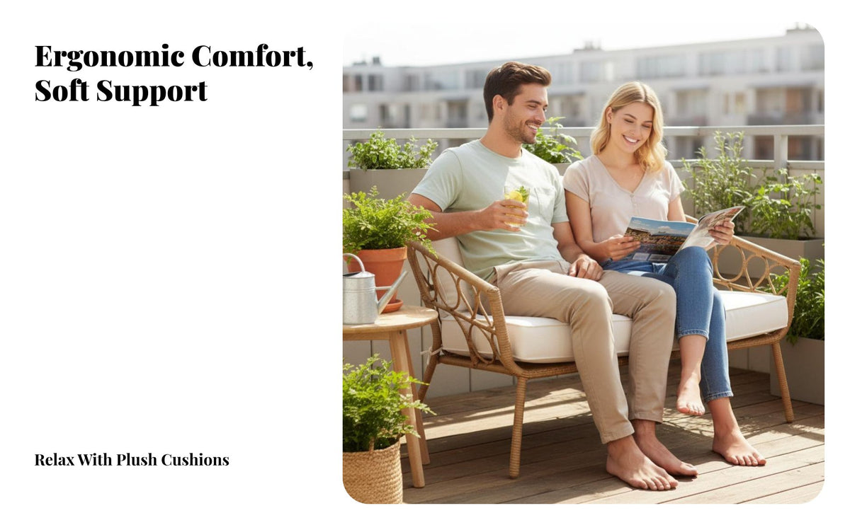 4 Pieces Nordic design 4-Piece Wicker Seating Group Waterproof 4-Piece Rattan Sofa Set Minimalist Design Outdoor Furniture Weather withstandant for Homeowners, Families, Adults, Patio, Garden, Balcony, rearyard