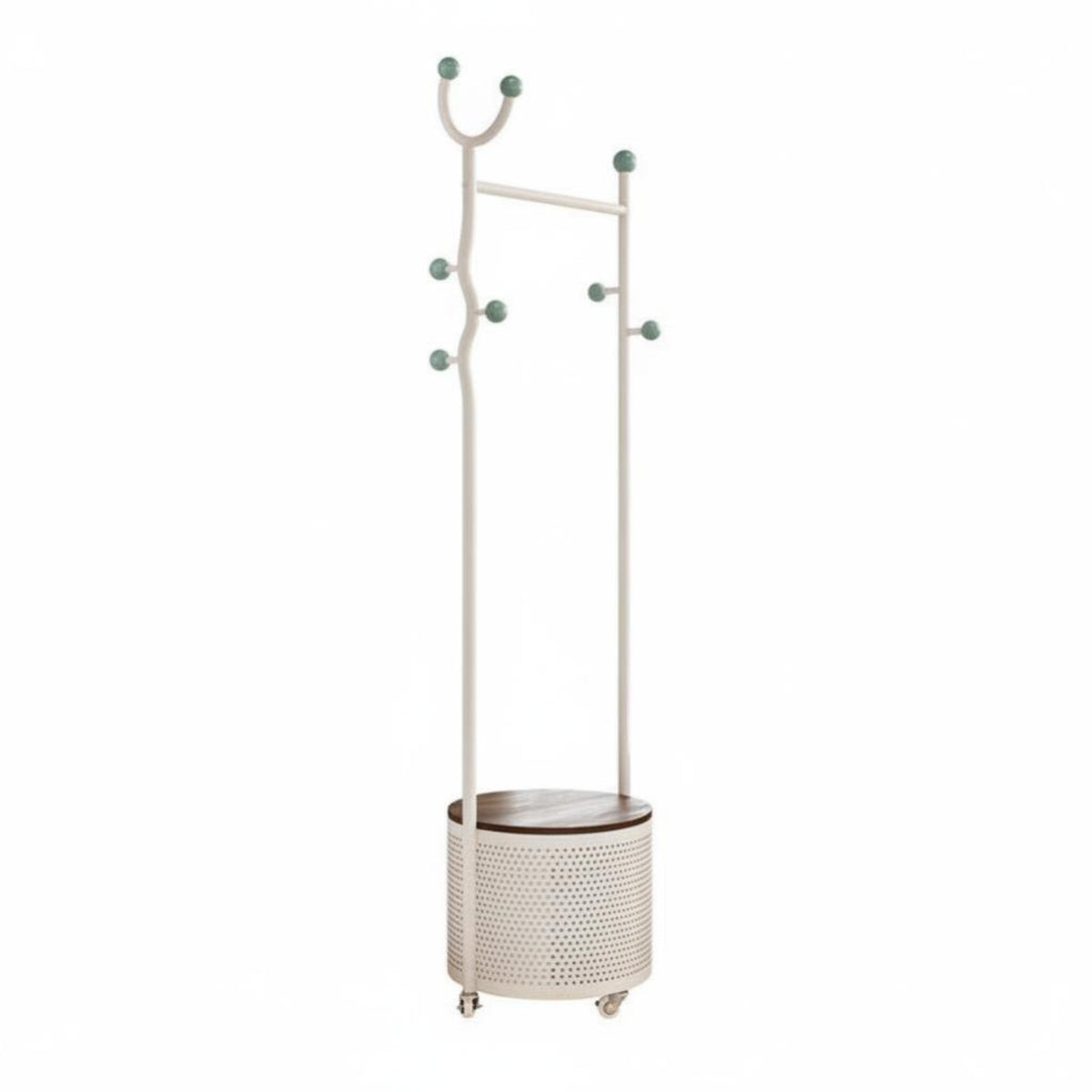 Coat Tree with Storage Basket Includes Laundry Hamper for Entryway, Students