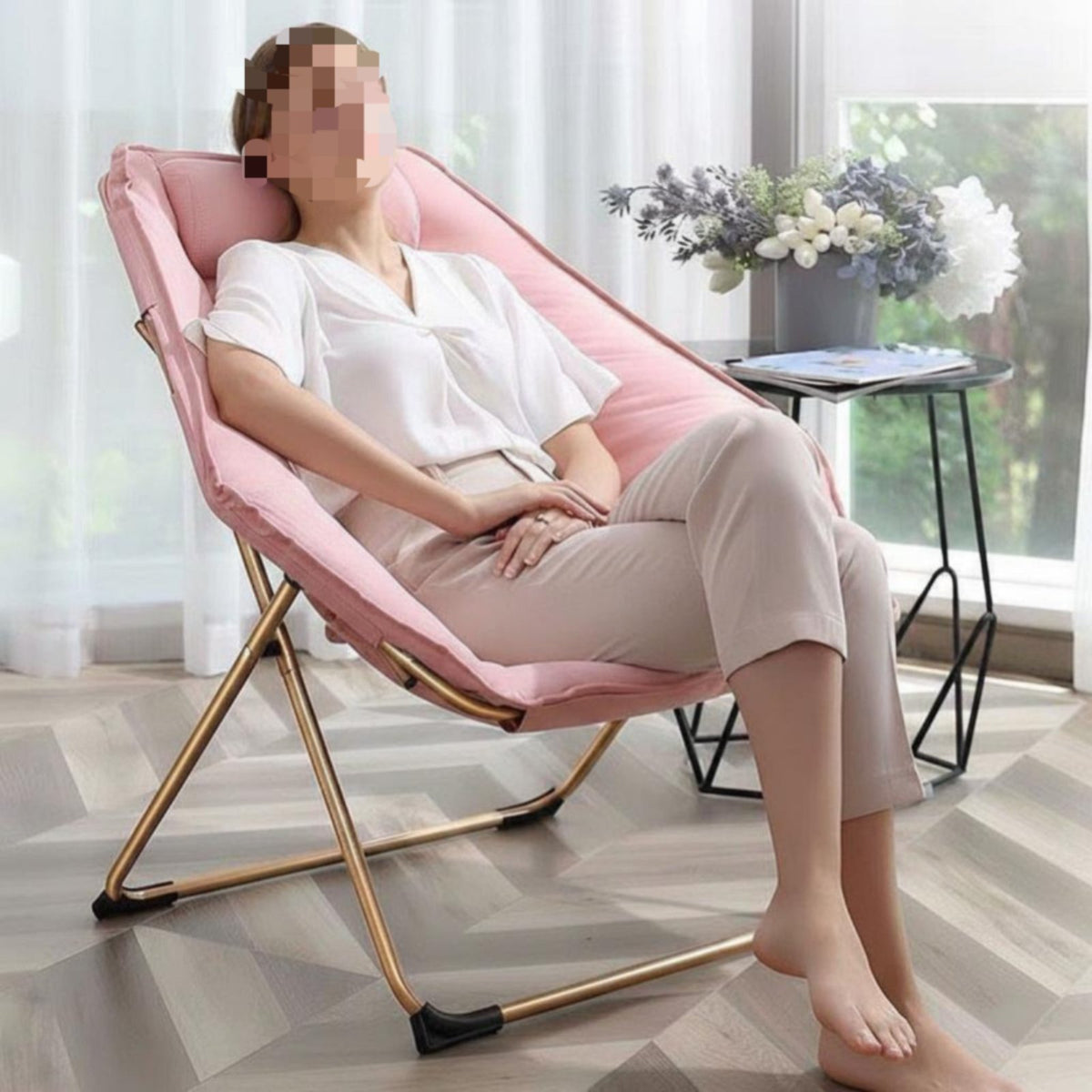 Folding Recliner Foldable Design Folding Sleeper Chair Padded padding Adjustable Backrest for Seniors, Living Room, Small Spaces