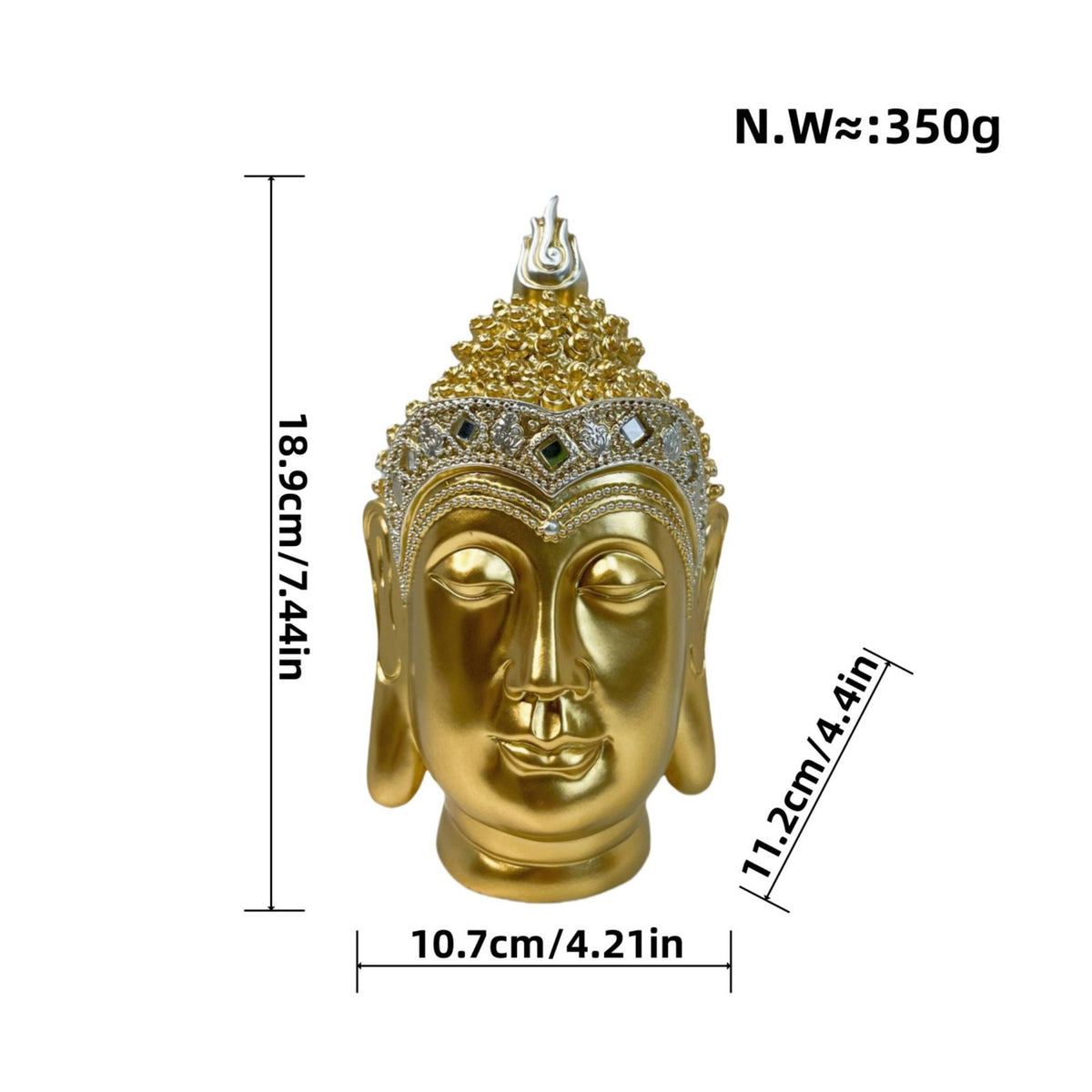 Shakyamuni Head Figurine Vintage Inspired Zen Design Buddha Bust for Tea Room
