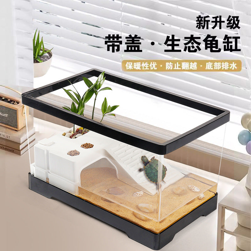 Turtle Tank with Basking Platform and Filter for Small Turtles