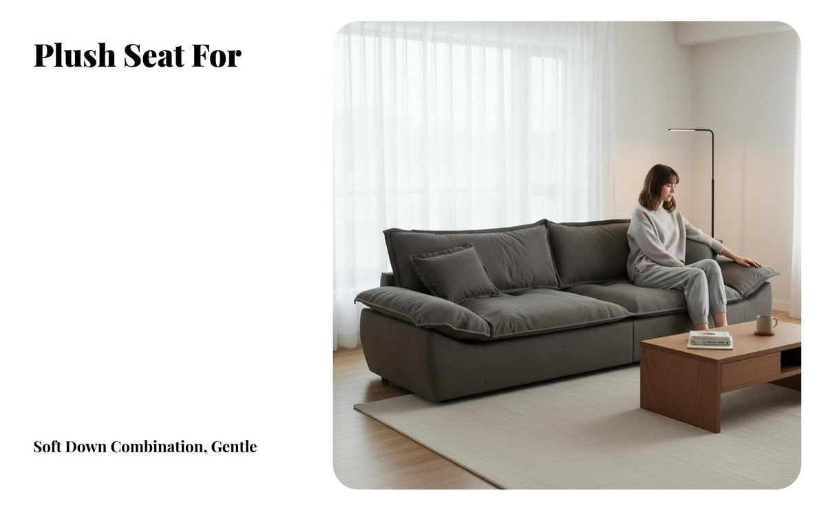 Curved Armrest Sofa Italian Minimalist design Living Room Couch Sailboat Armrests 3-Person Settee for partners, Students, study corner, Office, Bedroom