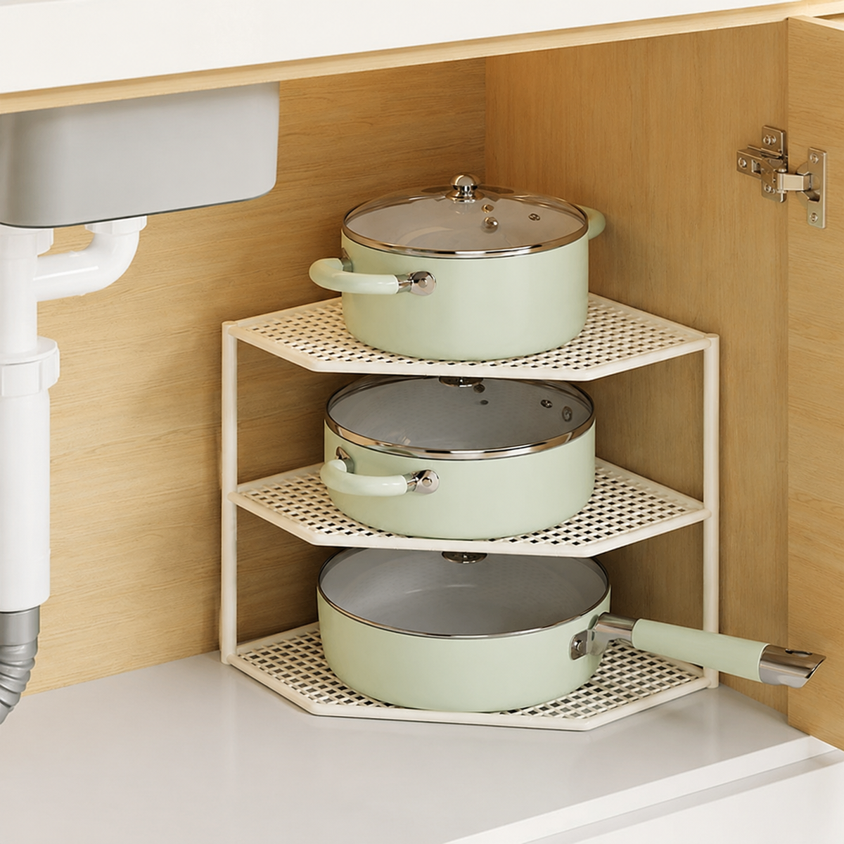 White Steel Rack Corner Shelf Metal Shelf Kitchen Living Storage Stylish