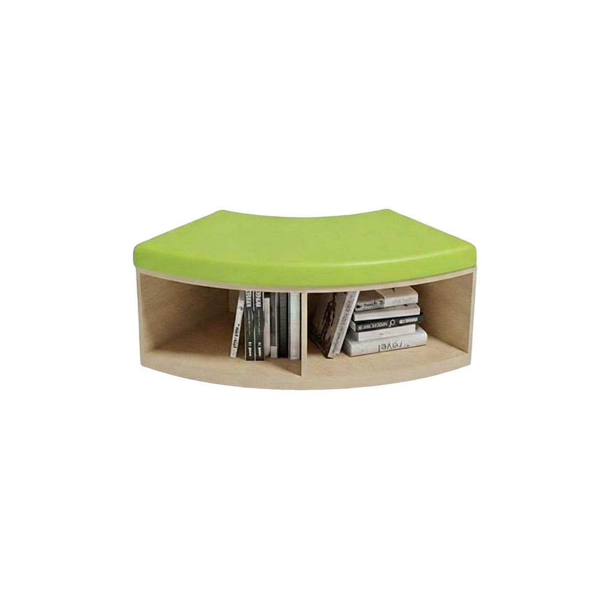 Curved Shelving Unit Bench Integrated Storage Literary Nook Seating Comfortable Padding Ing Long-Lasting Frame for Readers