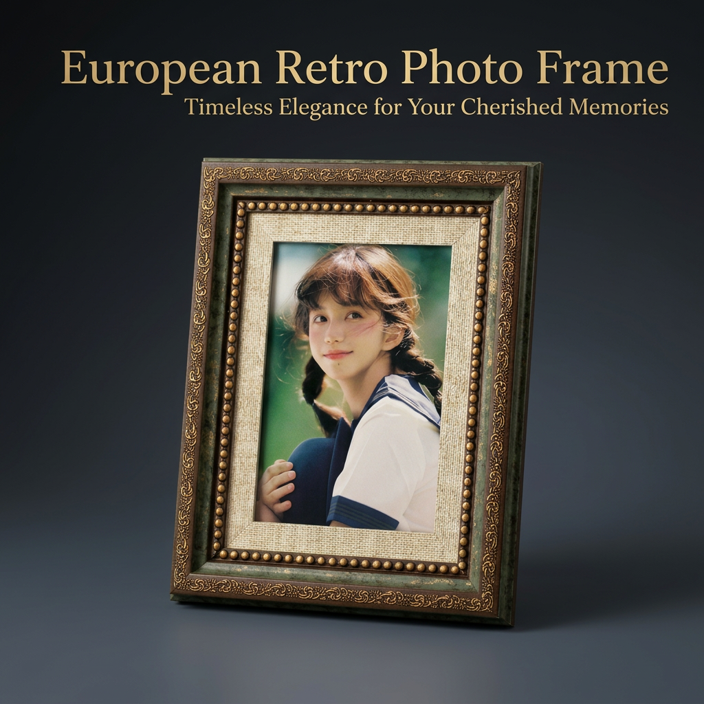 European Classical Picture Frame, Vintage Resin Photo Frame, A4 Desktop Stand for Home Decor, Antique Art Decor Display Frame