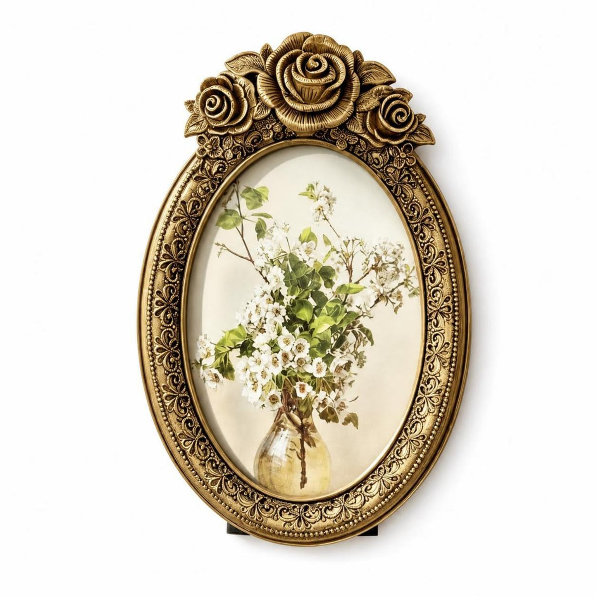 Resin Frame with Oval Opening Classic Oval Picture Frame Old-World Decor for Entryway
