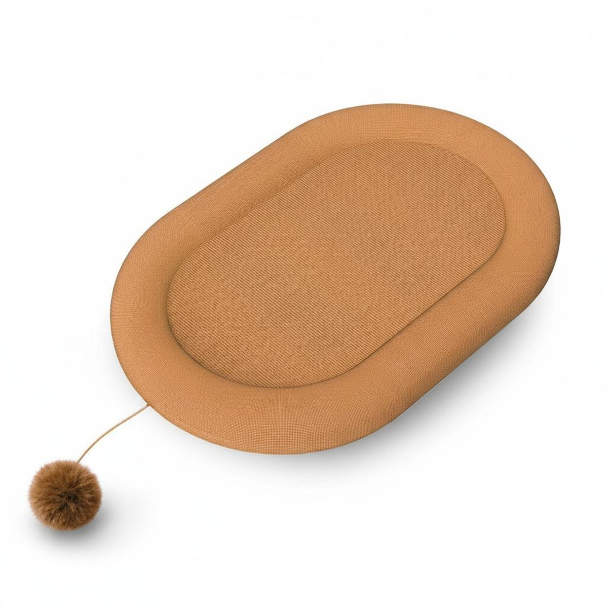 Padded Rim Oval Pet Scratching Board Recessed Center Jute Pet Scratcher Dangling Ball Toy Pet Furniture Low-Height
