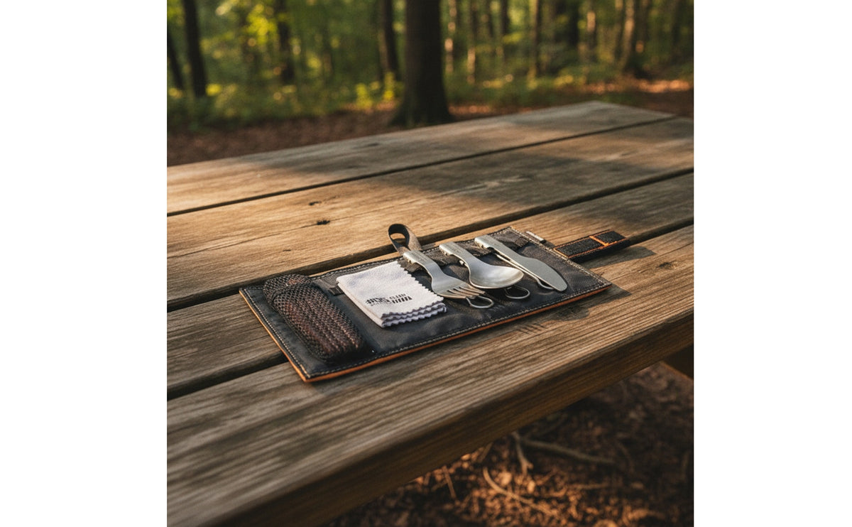 Camping Utensil Kit Lightweight Camping Cutlery Set with Pouch Utensils for Camp