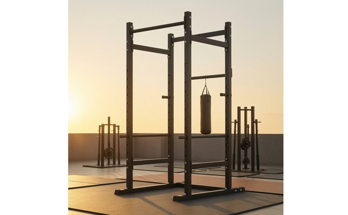 Adjustable Squat Rack with Pull-up Bar Heavy Duty Power Cage Sturdy Workout Machine Stable for Home Gym