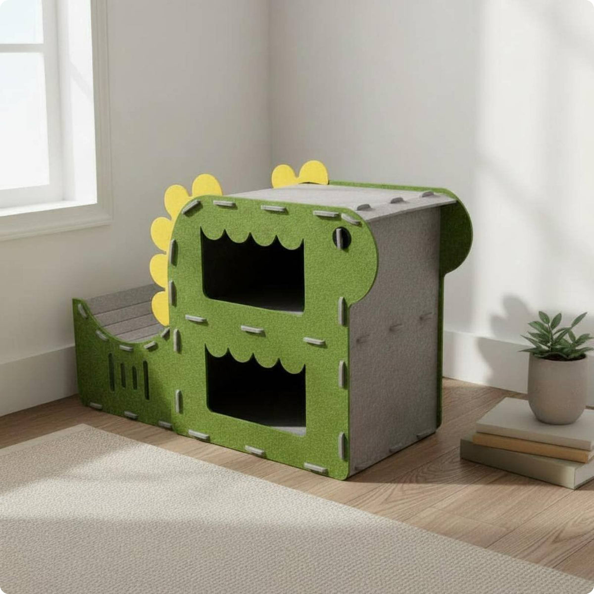 Feline Bed Scratcher Combo Wear Resistant Pet Furniture Sleeping Nook