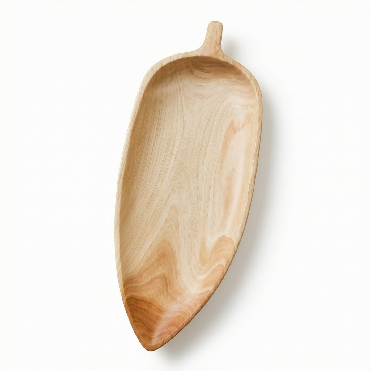 Leaf-Shaped Tray Extended Wooden Serving Platter Natural Wood for Tea Service