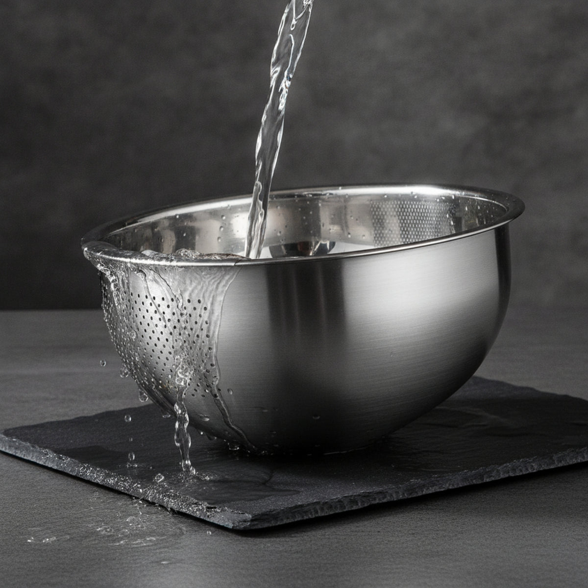Stainless Steel Kitchen Draining Basin Perforated Rice Washing Bowl with Holes Sloped Colander Food-Grade for Home Cooks