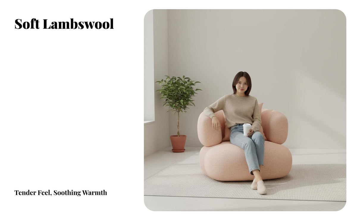 French aesthetic Curved rose Settee Minimalist Design Curved Couch Textured Upholstery Loveseat space-saving Size for Interior Designers, Apartment Dwellers, Reception Area, Boutique, Lounge, Living Room