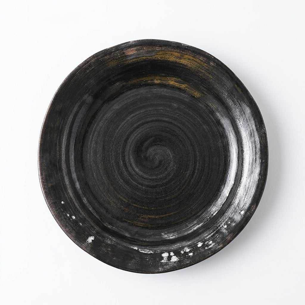 Wabi-Sabi Ceramic Plate, Light Luxury Retro Style