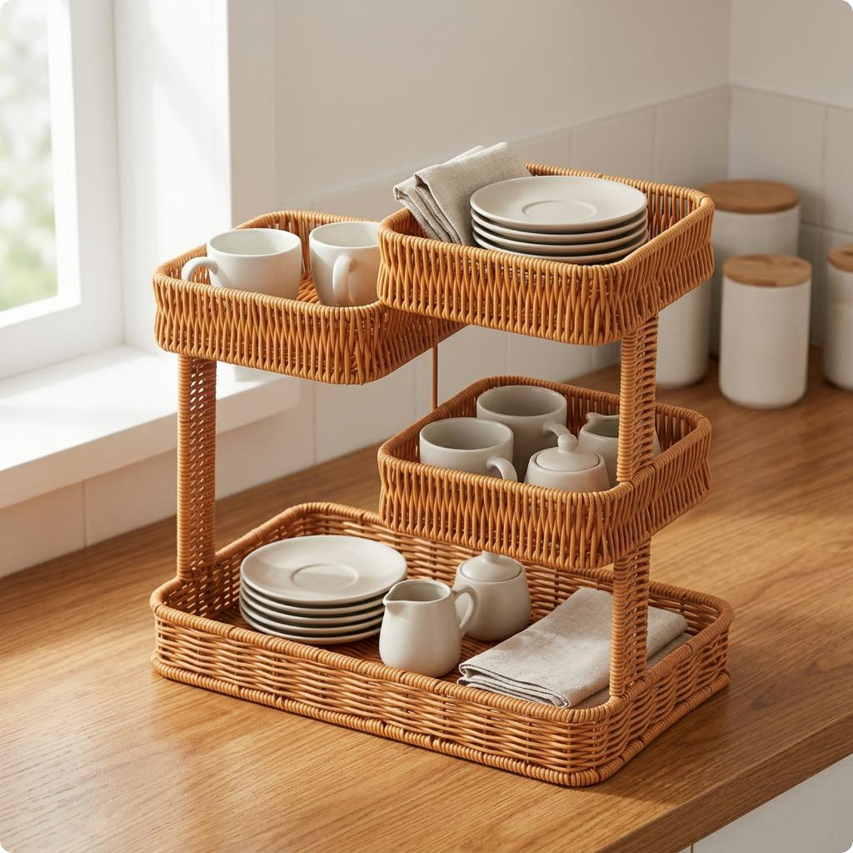 Wicker Snack Rack Handwoven Countertop Snack Basket airWeave