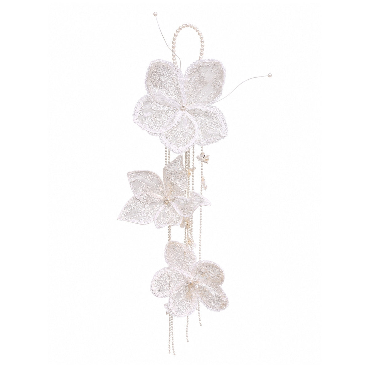 Lace Floral Hanging Ornament Lightweight Hanging Decoration with Pearls Elegant Pearl Garland Ornament for Florists