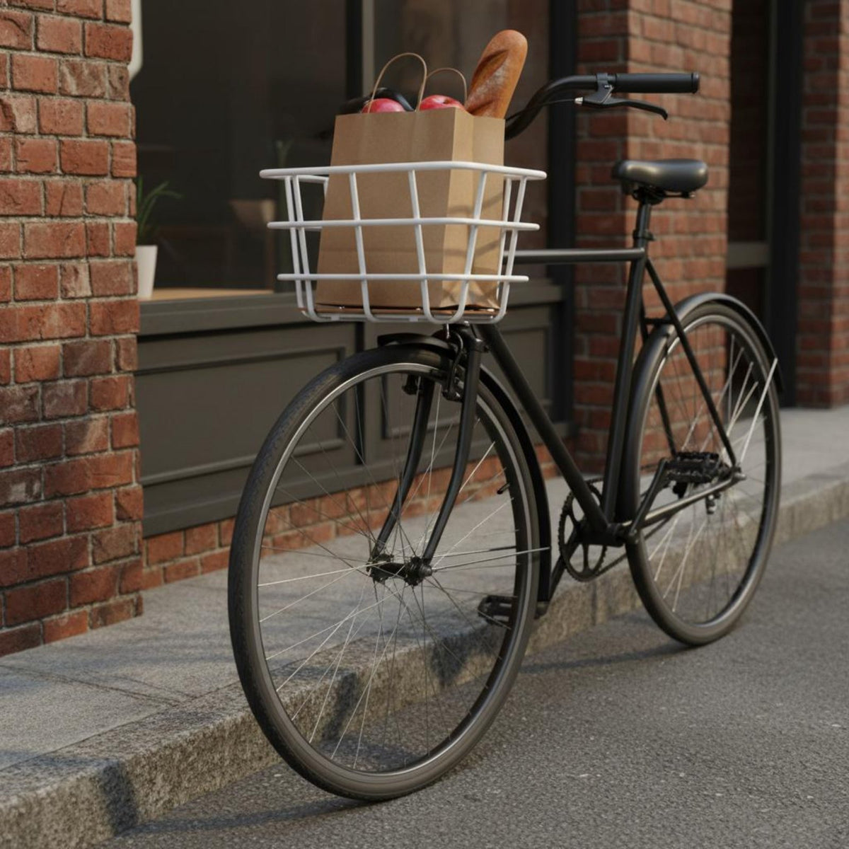 Bamboo Board Base Retro Cycle Basket Vintage Design Front Bike Basket Easy to Install for Commuting, Shopping, City Riding