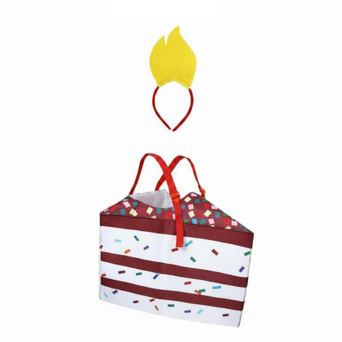 Fun Food Design Cake Costume with Candle Headband 3D Shape Cake Slice Costume Easy to Wear Kids' Apparel Adjustable Straps for Halloween
