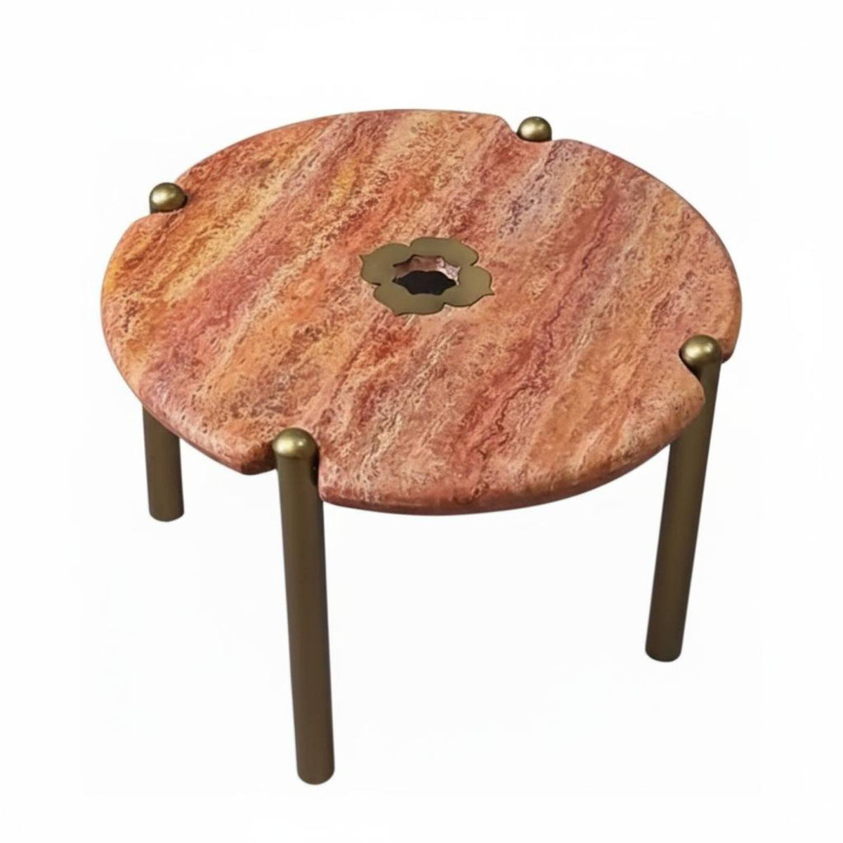 Round Coffee Table with Cut-carved Pedestal Italian Inspired Living Room Furniture Luxury Feel Minimalist Design for Lounge Area