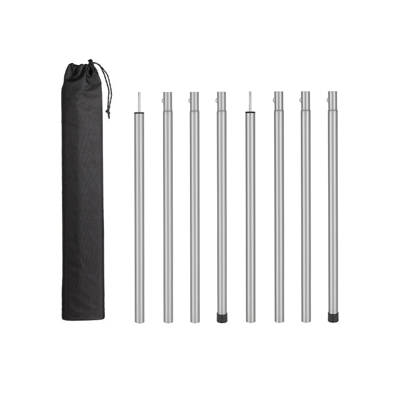 25mm Outdoor Canopy Pole Set - 2 Poles, 2.4m/2.1m, 4-Section Iron Poles for Camping Tent Support