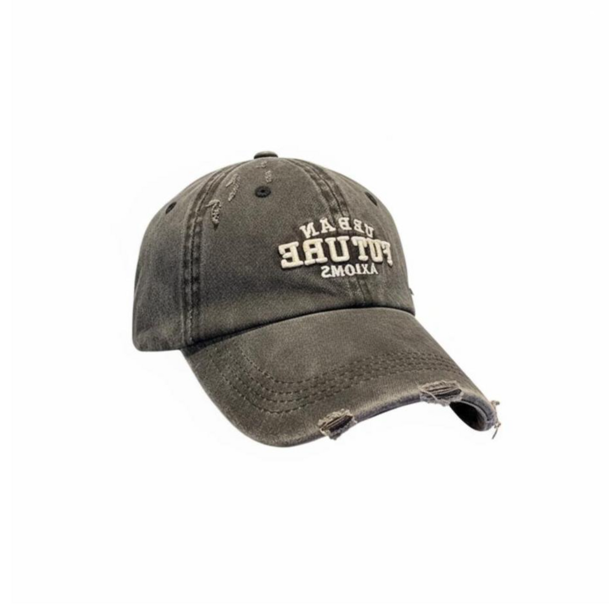 Vintage washed denim sport cap, adjustable fit for women.