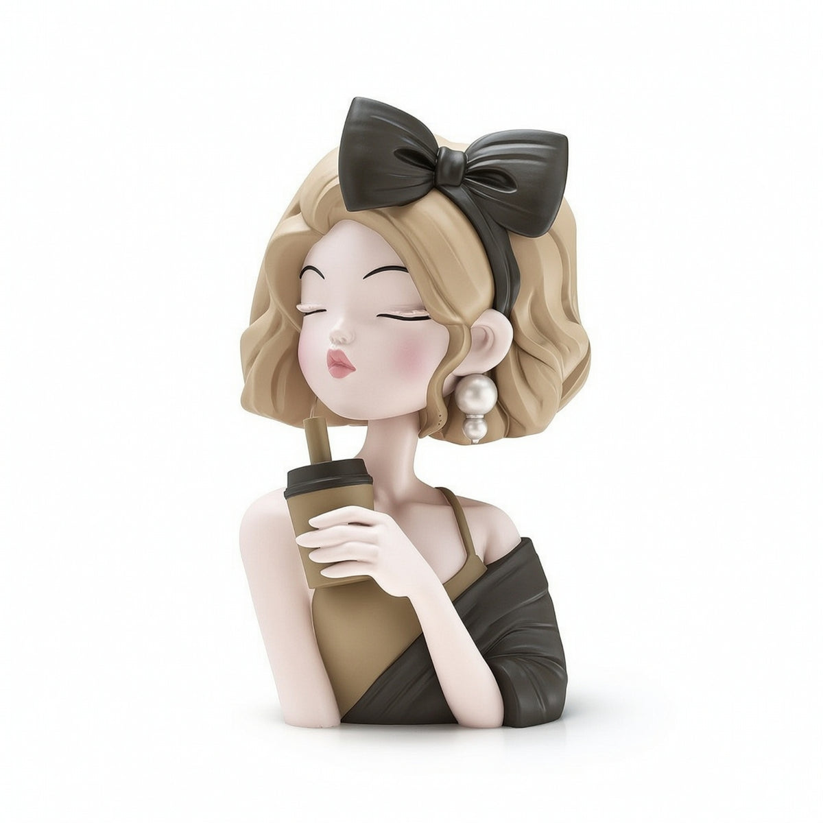 Girl Bust Figurine Lovely Resin Character Figurine Modern for Bookshelf, Teens