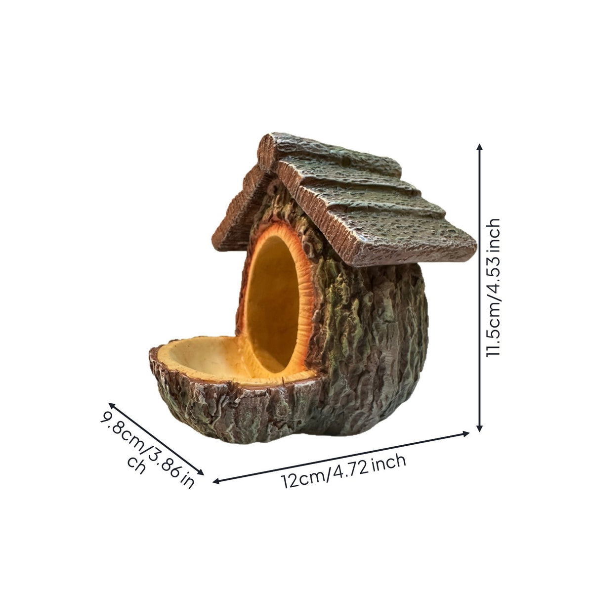 Hanging Tree Trunk Bird Feeder Weather-Resistant Resin log cabins Bird Feeder Garden Decoration for Balcony