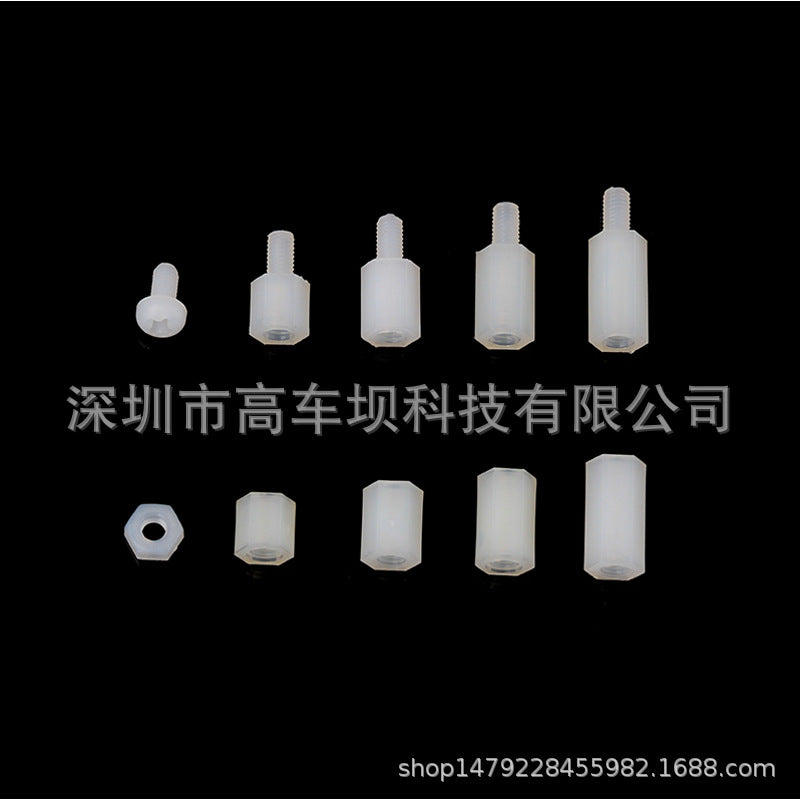 180PCS Black and White Screw Nut Spacer Set, Single and Double Pass Hex Nylon Pillars, Boxed