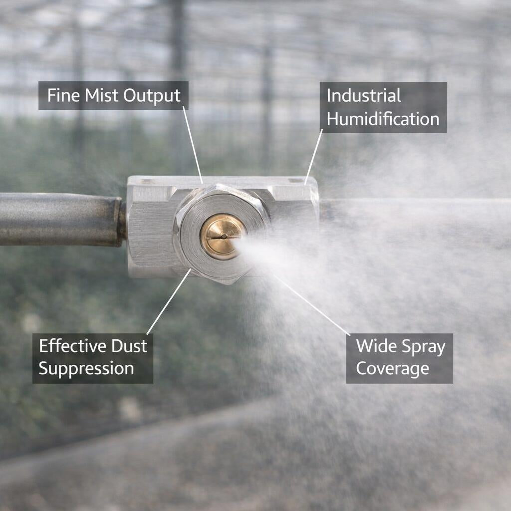 Stainless Steel Spray Tip for Industrial Applications, Misting Nozzle for Cooling, Cleaning, Garden, 1/8" Internal Thread Connection, Fine Mist Nozzle
