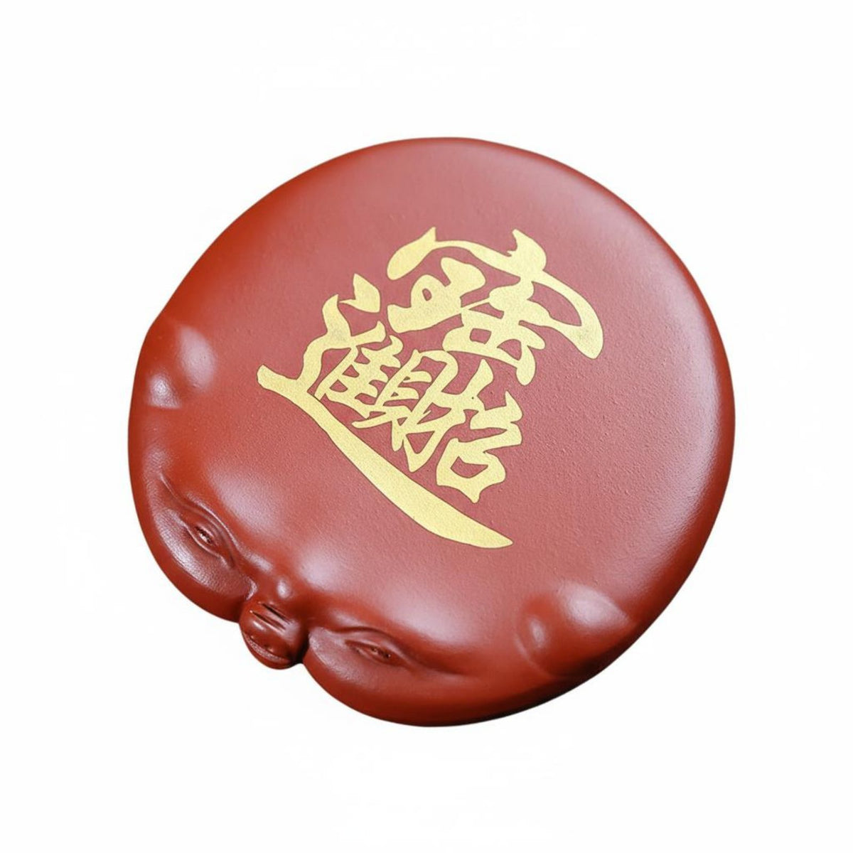 Auspicious Pig Tea Table Ornament Handmade Gold Painted Teacup Mat for Teaware Collectors, Office Desk