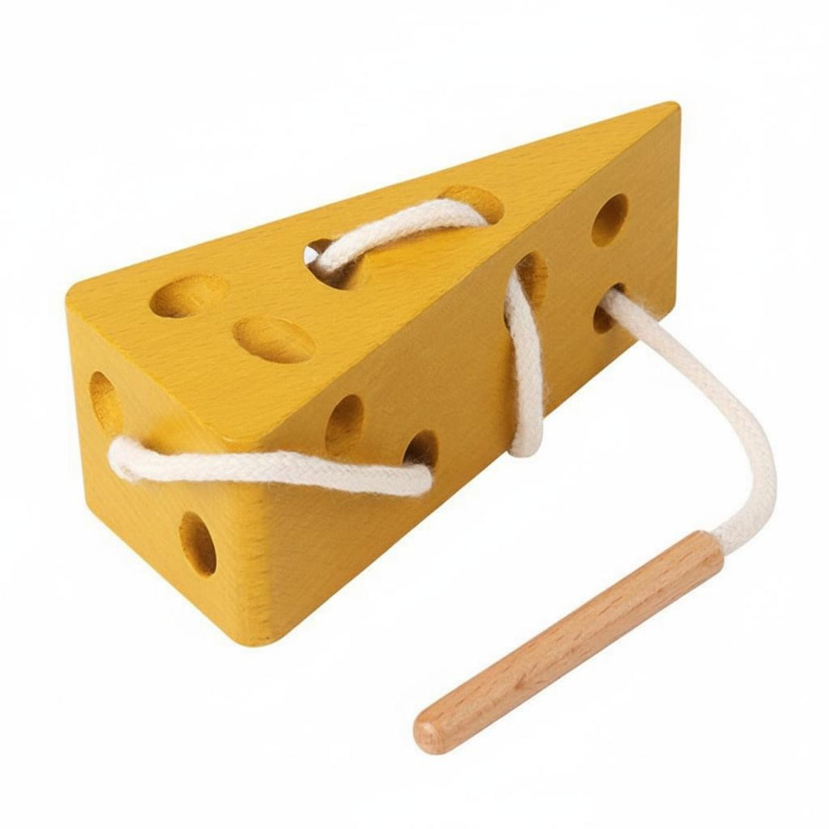 Wooden Cheese Lacing Block Educational Wooden Cheese Lacing Toy Smooth Edges for Classroom